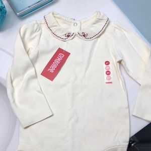 Vintage Gymboree ribbon hearts collared onsie